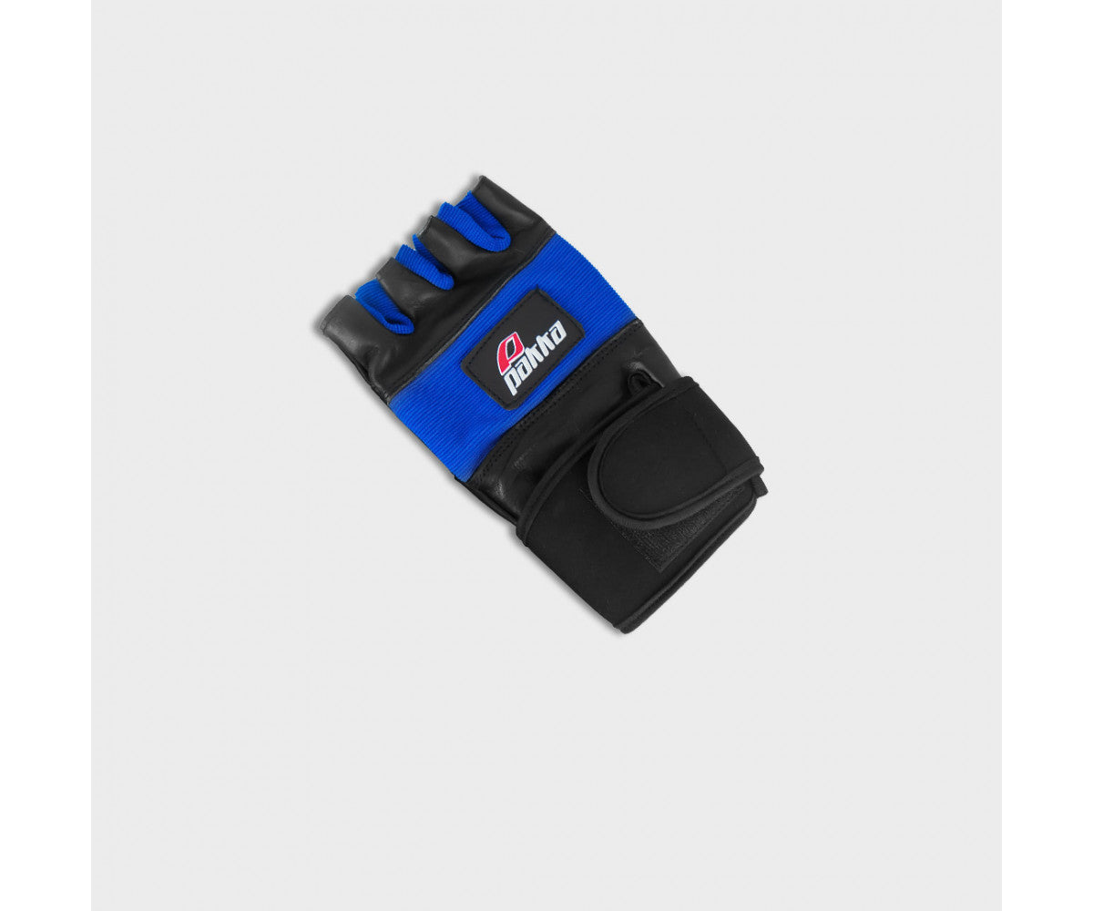 Gants de Musculation Cuir Noir et Bleu
