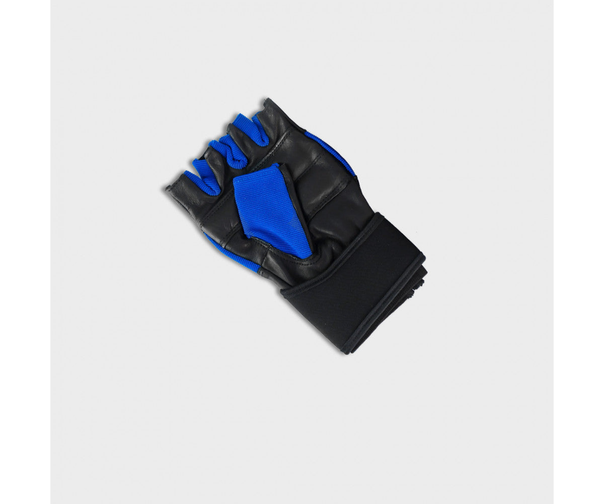 Gants de Musculation Cuir Noir et Bleu