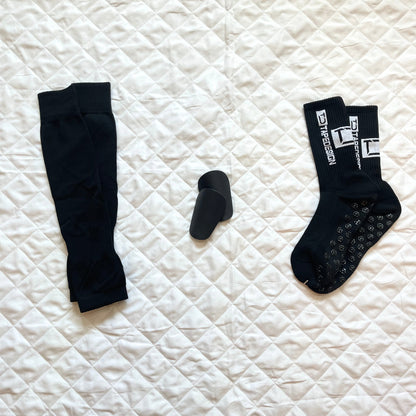 Pack PRO Tibia Football ( Silicone Socks + Demi Liba Noir + Protege Tibia XS Pro )