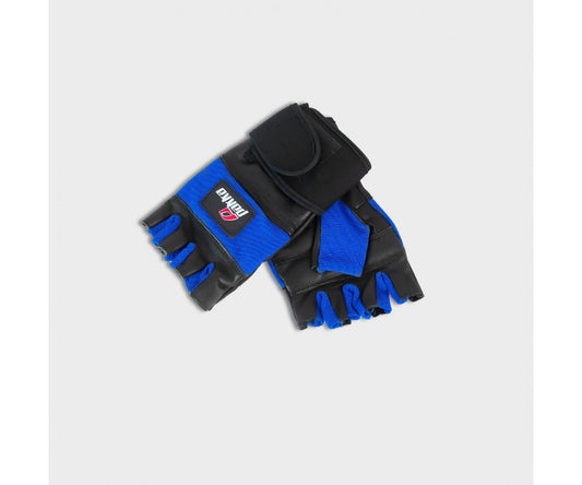 Gants de Musculation Cuir Noir et Bleu